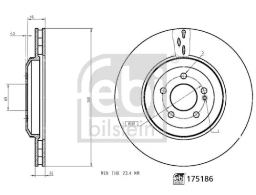 FEBI BILSTEIN 1x Brake Disc (175186)