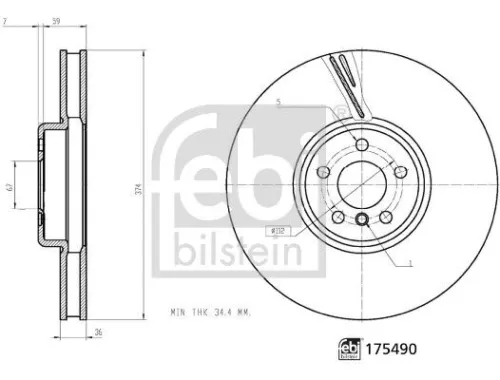 FEBI BILSTEIN 1x Brake Disc (175490)