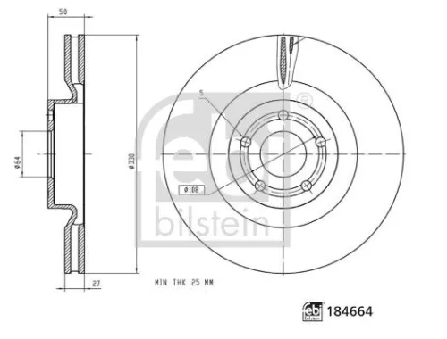FEBI BILSTEIN 2x Brake Disc (184664)