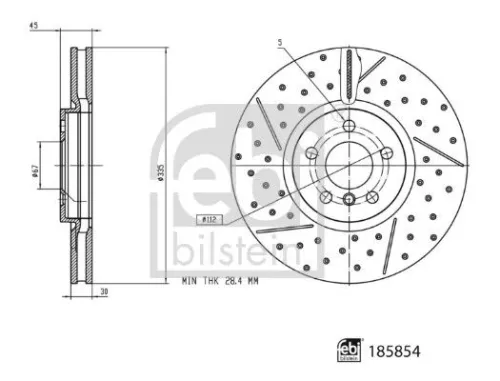 FEBI BILSTEIN 1x Brake Disc (185854)