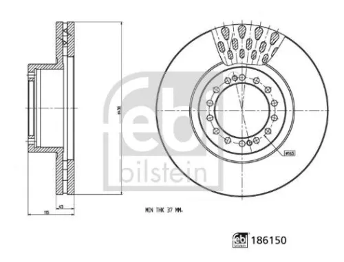 FEBI BILSTEIN 1x Brake Disc (186150)