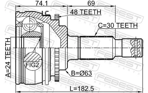 FEBEST Joint Kit, drive shaft (0110-KLH22A48R)
