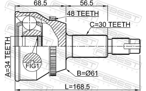FEBEST Joint Kit, drive shaft (0110-MHU38A48)