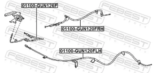 FEBEST Cable Pull, parking brake (01100-GUN120RH)