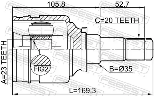 FEBEST Joint Kit, drive shaft (0111-NHW20RH)
