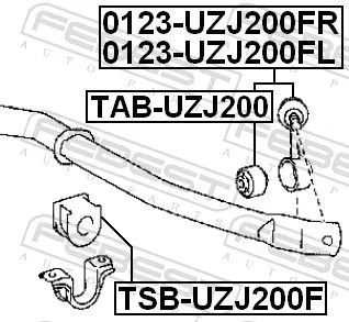 FEBEST Link/Coupling Rod, stabiliser bar (0123-UZJ200FL)