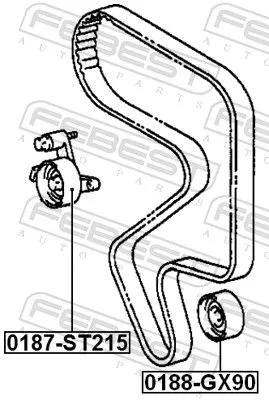 FEBEST Tensioner Pulley, timing belt (0187-ST215)