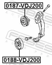 FEBEST Tensioner Pulley, V-ribbed belt (0187-VDJ200)