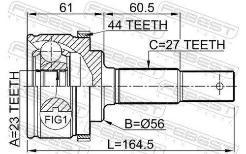 FEBEST Joint Kit, drive shaft (0210-P12QG16A44)