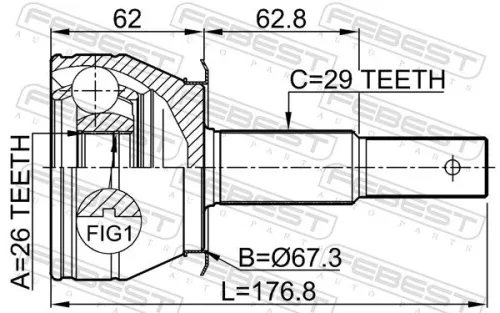 FEBEST Joint Kit, drive shaft (0210-R51AT)