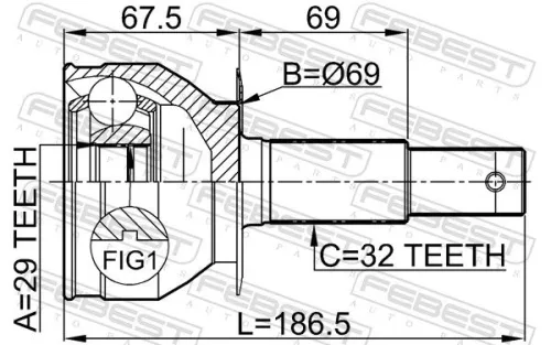 FEBEST Joint Kit, drive shaft (0210-R51R)