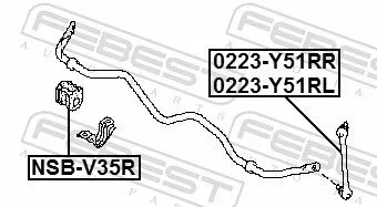 FEBEST Link/Coupling Rod, stabiliser bar (0223-Y51RR)