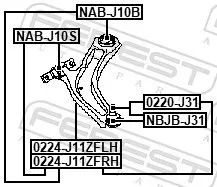 FEBEST Control/Trailing Arm, wheel suspension (0224-J11ZFRH)