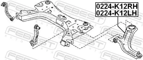 FEBEST Control/Trailing Arm, wheel suspension (0224-K12LH)