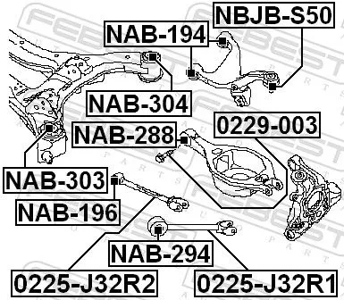 FEBEST Control/Trailing Arm, wheel suspension (0225-J32R1)