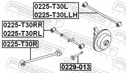 FEBEST Control/Trailing Arm, wheel suspension (0225-T30R)
