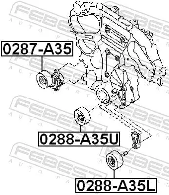 FEBEST Tensioner Pulley, V-ribbed belt (0287-A35)