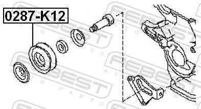 FEBEST Tensioner Pulley, V-ribbed belt (0287-K12)