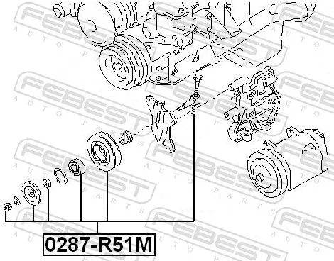 FEBEST Tensioner Pulley, V-ribbed belt (0287-R51M)