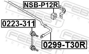 FEBEST Stabiliser Bar, suspension (0299-T30R)