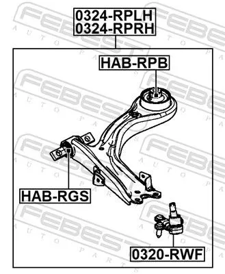 FEBEST Control/Trailing Arm, wheel suspension (0324-RPLH)