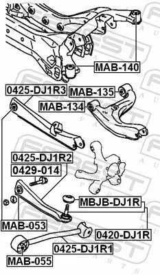 FEBEST Control/Trailing Arm, wheel suspension (0425-DJ1R1)