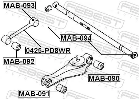 FEBEST Control/Trailing Arm, wheel suspension (0425-PD8WR)