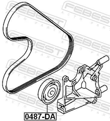 FEBEST Tensioner Pulley, V-ribbed belt (0487-DA)