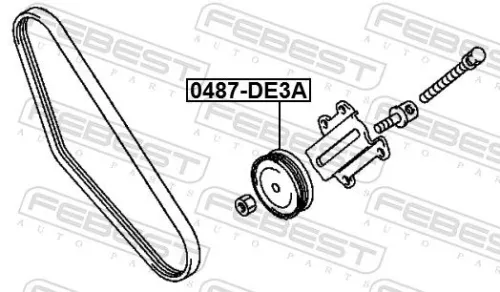 FEBEST Tensioner Pulley, V-ribbed belt (0487-DE3A)