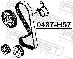 FEBEST Tensioner Pulley, timing belt (0487-H57)