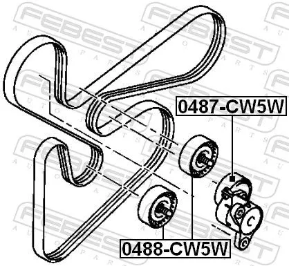 FEBEST Deflection/Guide Pulley, V-ribbed belt (0488-CW5W)