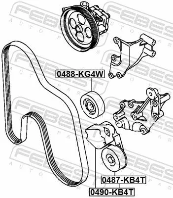 FEBEST Deflection/Guide Pulley, V-ribbed belt (0488-KG4W)