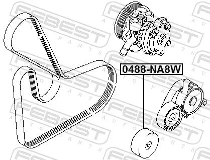 FEBEST Deflection/Guide Pulley, V-ribbed belt (0488-NA8W)