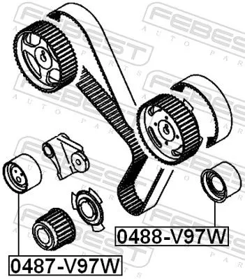 FEBEST Deflection Pulley/Guide Pulley, timing belt (0488-V97W)