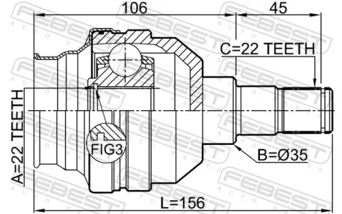 FEBEST Joint Kit, drive shaft (1011-T255LH)