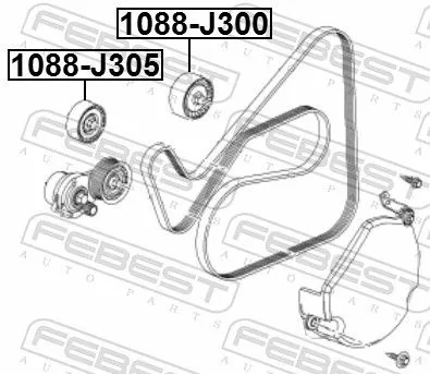 FEBEST Deflection/Guide Pulley, V-ribbed belt (1088-J305)
