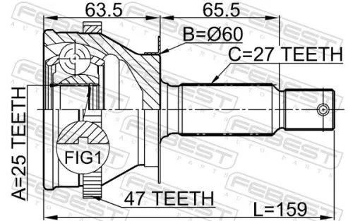 FEBEST Joint Kit, drive shaft (1210-011A47)