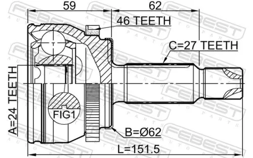 FEBEST Joint Kit, drive shaft (1210-CRE20A46)