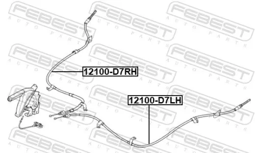 FEBEST Cable Pull, parking brake (12100-D7RH)