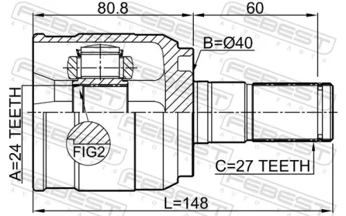 FEBEST Joint Kit, drive shaft (1211-CRE20LH)