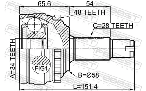 FEBEST Joint Kit, drive shaft (1410-KORA48)