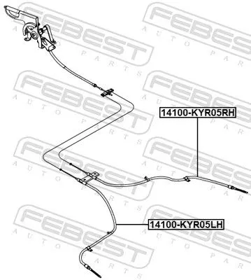 FEBEST Cable Pull, parking brake (14100-KYR05RH)