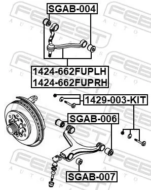 FEBEST Control/Trailing Arm, wheel suspension (1424-662FUPRH)