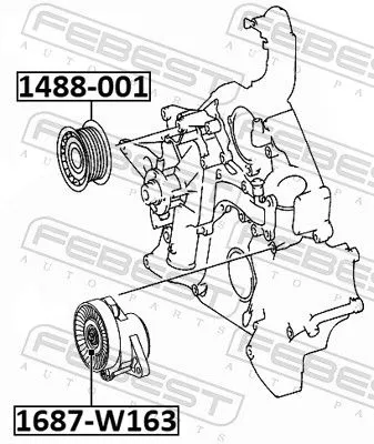 FEBEST Tensioner Pulley, V-ribbed belt (1687-W163)