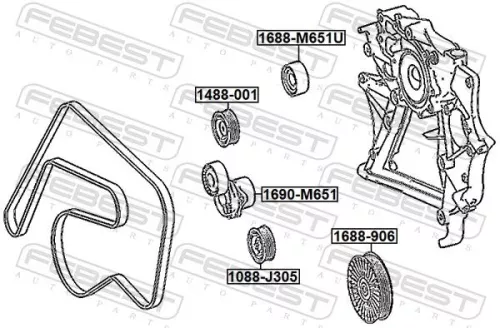 FEBEST Belt Tensioner, V-ribbed belt (1690-OM651)