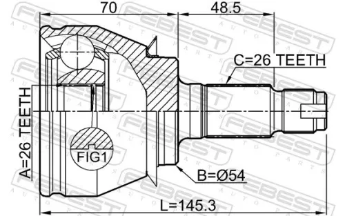 FEBEST Joint Kit, drive shaft (1910-R58)