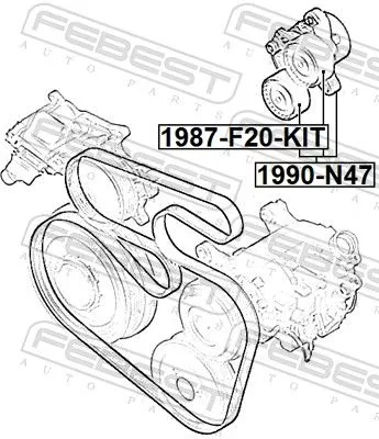 FEBEST Belt Tensioner, V-ribbed belt (1990-N47)