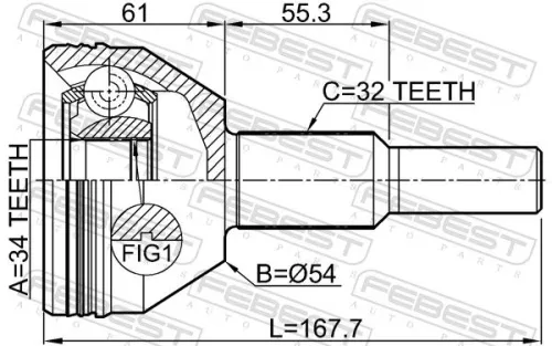 FEBEST Joint Kit, drive shaft (2010-VOY)