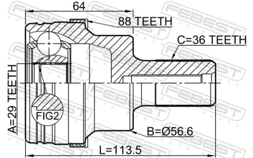 FEBEST Joint Kit, drive shaft (2110-KUGA88R)