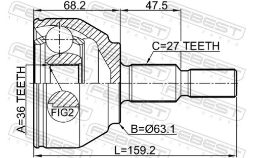 FEBEST Joint Kit, drive shaft (2110-KUGTD)